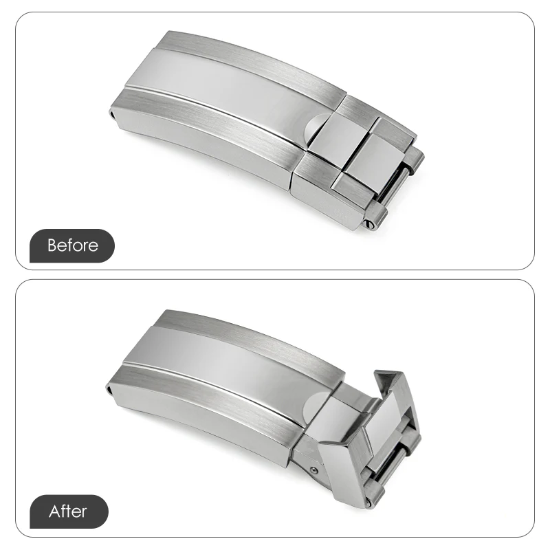Adjustable Stainless Steel Watchband Buckle Solid Brushed Mid polised clasp - Image 10