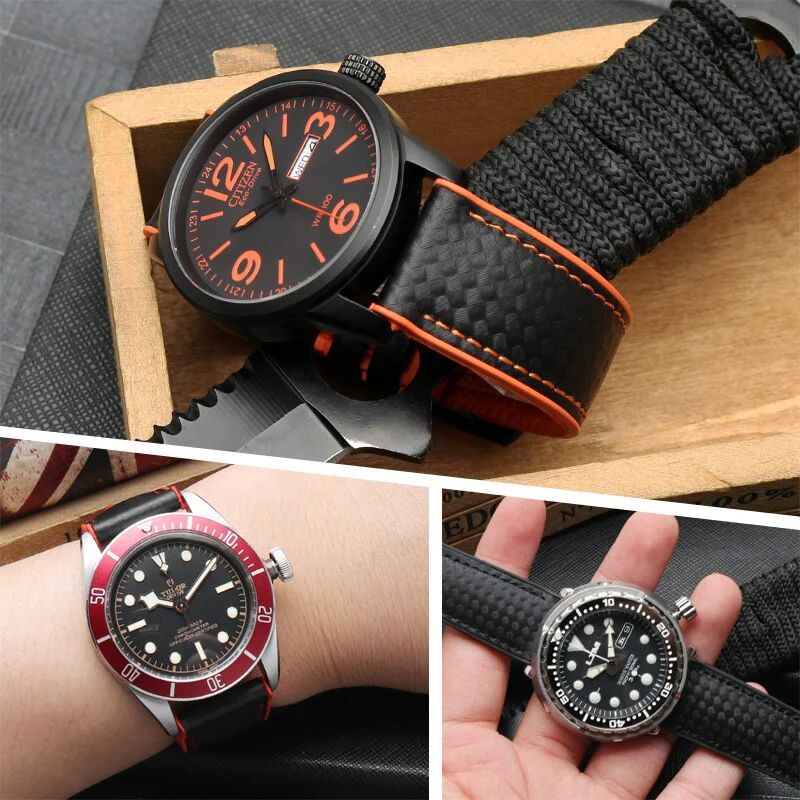 Carbon Fiber Pattern Rubber Watch Band - Image 4