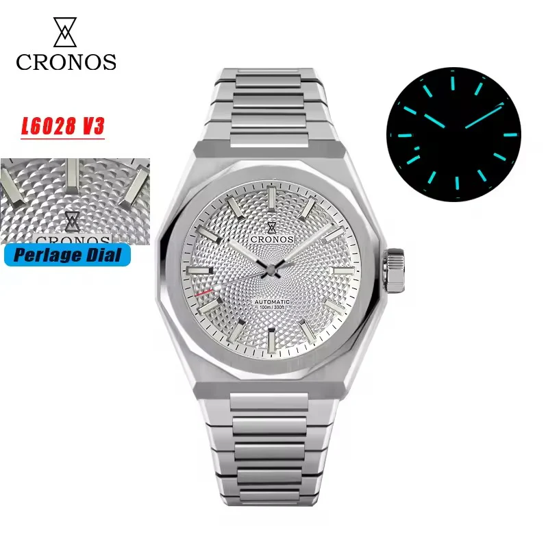 Cronos 2025 Rhombus / Perlage Dial Limited 39mm See-through Caseback L6028 V3 - Image 6