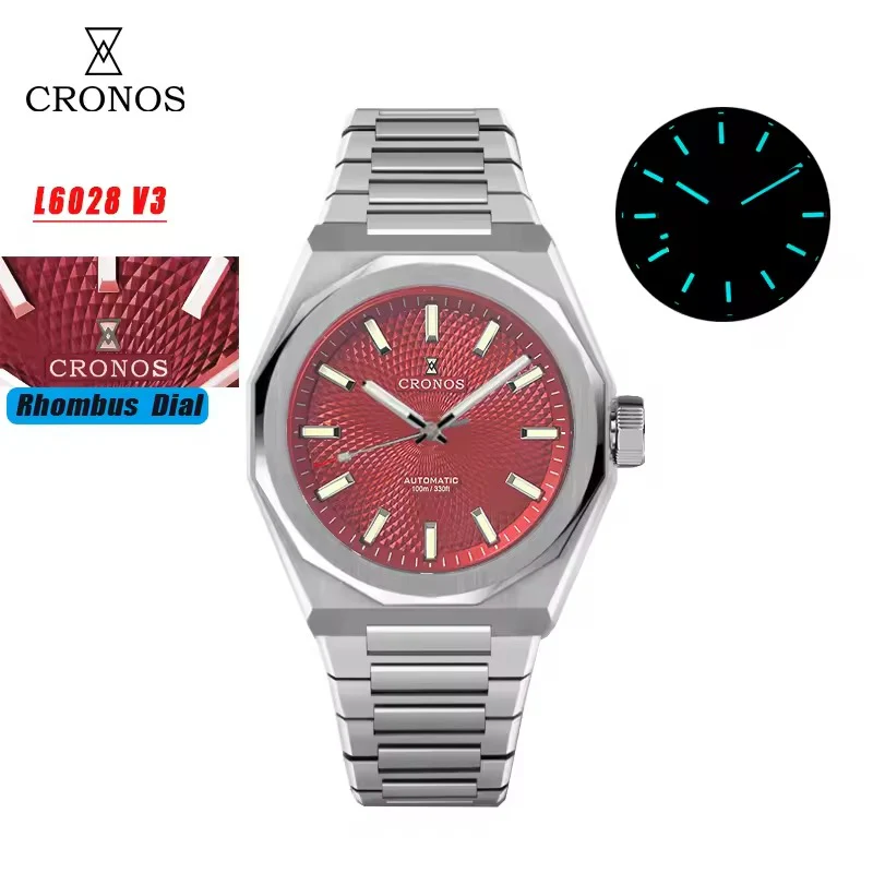 Cronos 2025 Rhombus / Perlage Dial Limited 39mm See-through Caseback L6028 V3 - Image 7