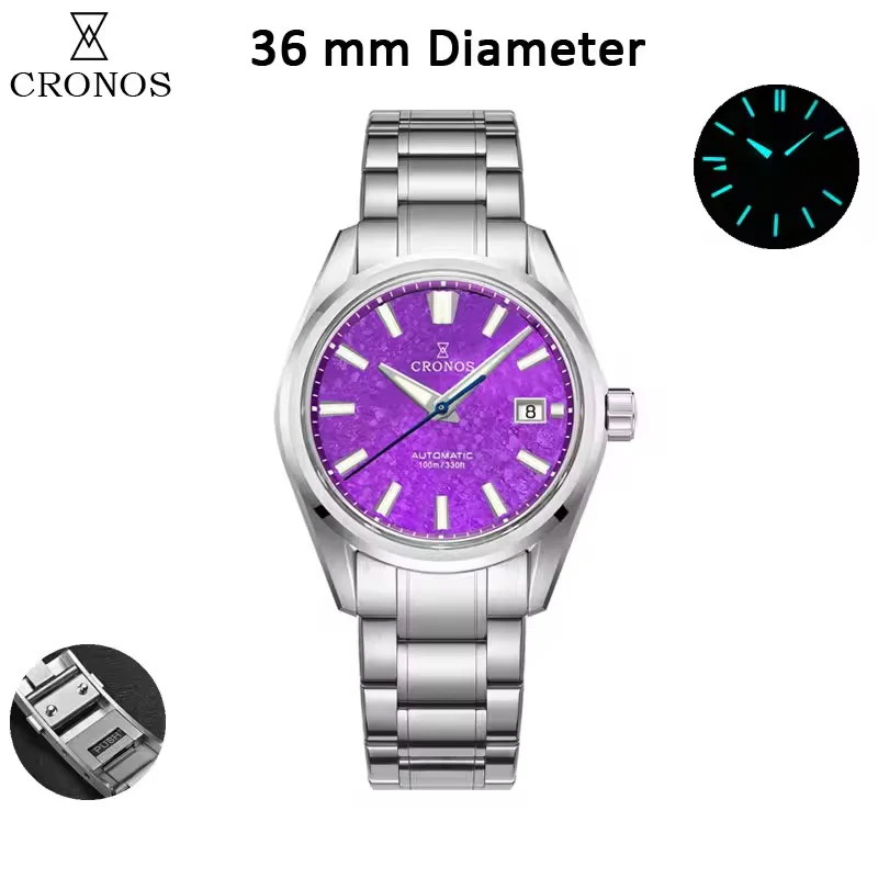 Cronos Men Watch 36mm Miyota 9015 Movement Ice Crack Dail L6049M - Image 16