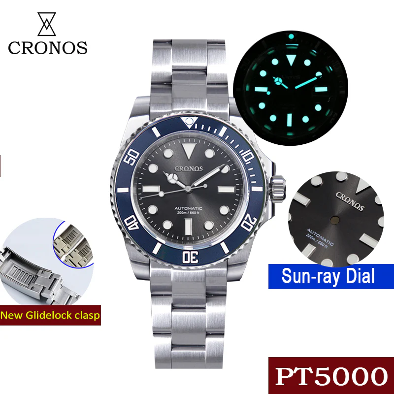 Cronos No Date PT5000 Sub Diver Watch L6005 - Image 16