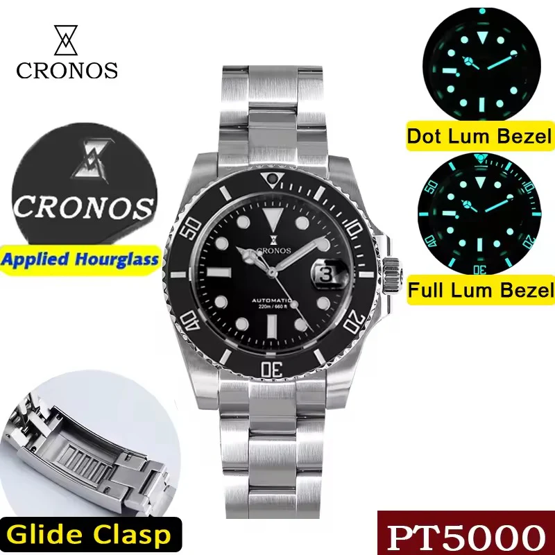 Cronos Sub  Luxury Dive Watch PT5000 Movement L6005-with Calendar - Image 14