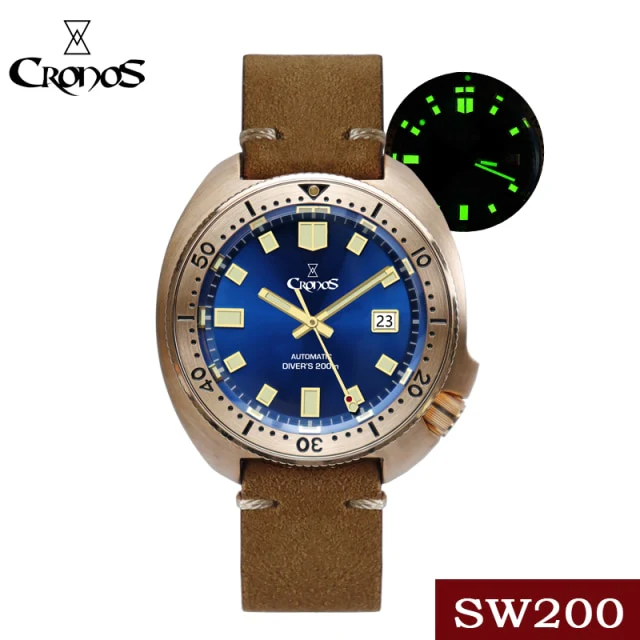 Cronos Turtle Men Bronze Automatic PT5000 and SW200 Crystal Watch L6006 - Image 10
