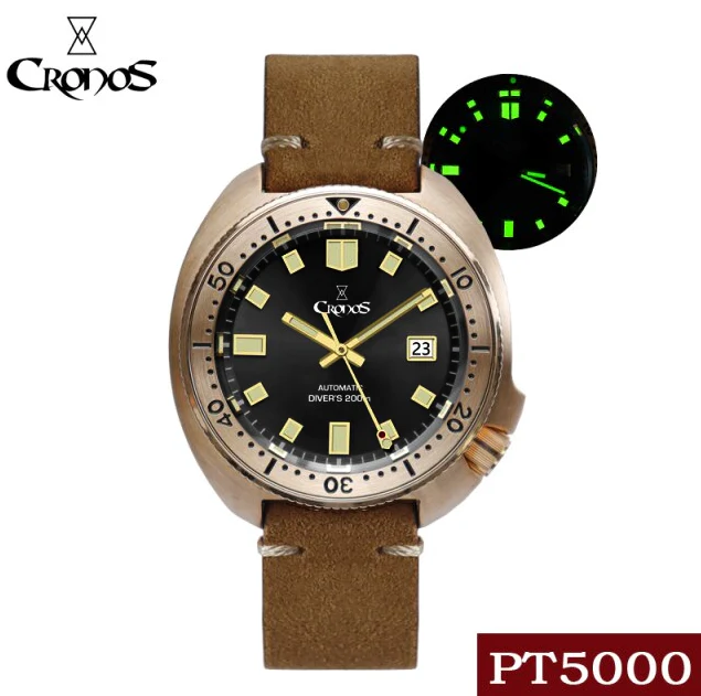 Cronos Turtle Men Bronze Automatic PT5000 and SW200 Crystal Watch L6006 - Image 14