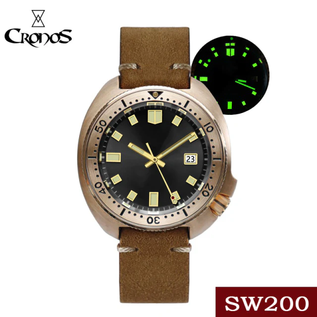 Cronos Turtle Men Bronze Automatic PT5000 and SW200 Crystal Watch L6006 - Image 8