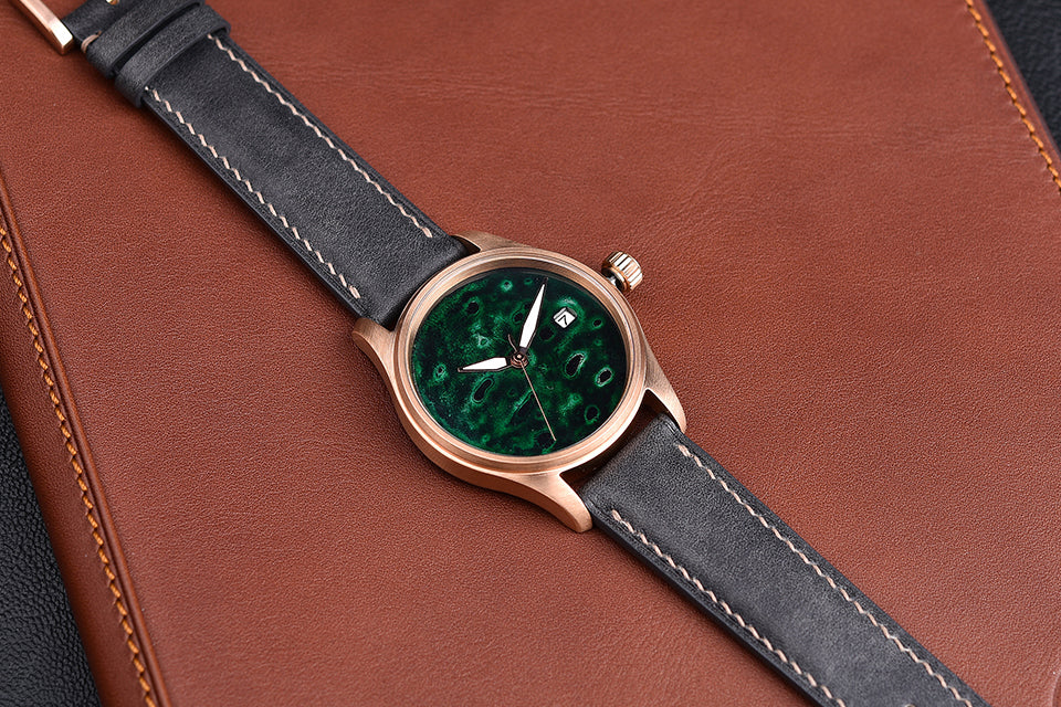 HUASUO 38mm Luxury Bronze Lacquerware Dail Pilot Watch - Image 14