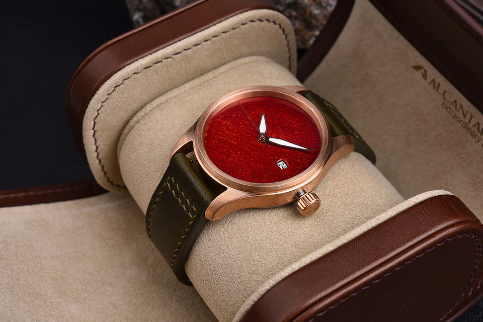 HUASUO 38mm Luxury Bronze Lacquerware Dail Pilot Watch - Image 5