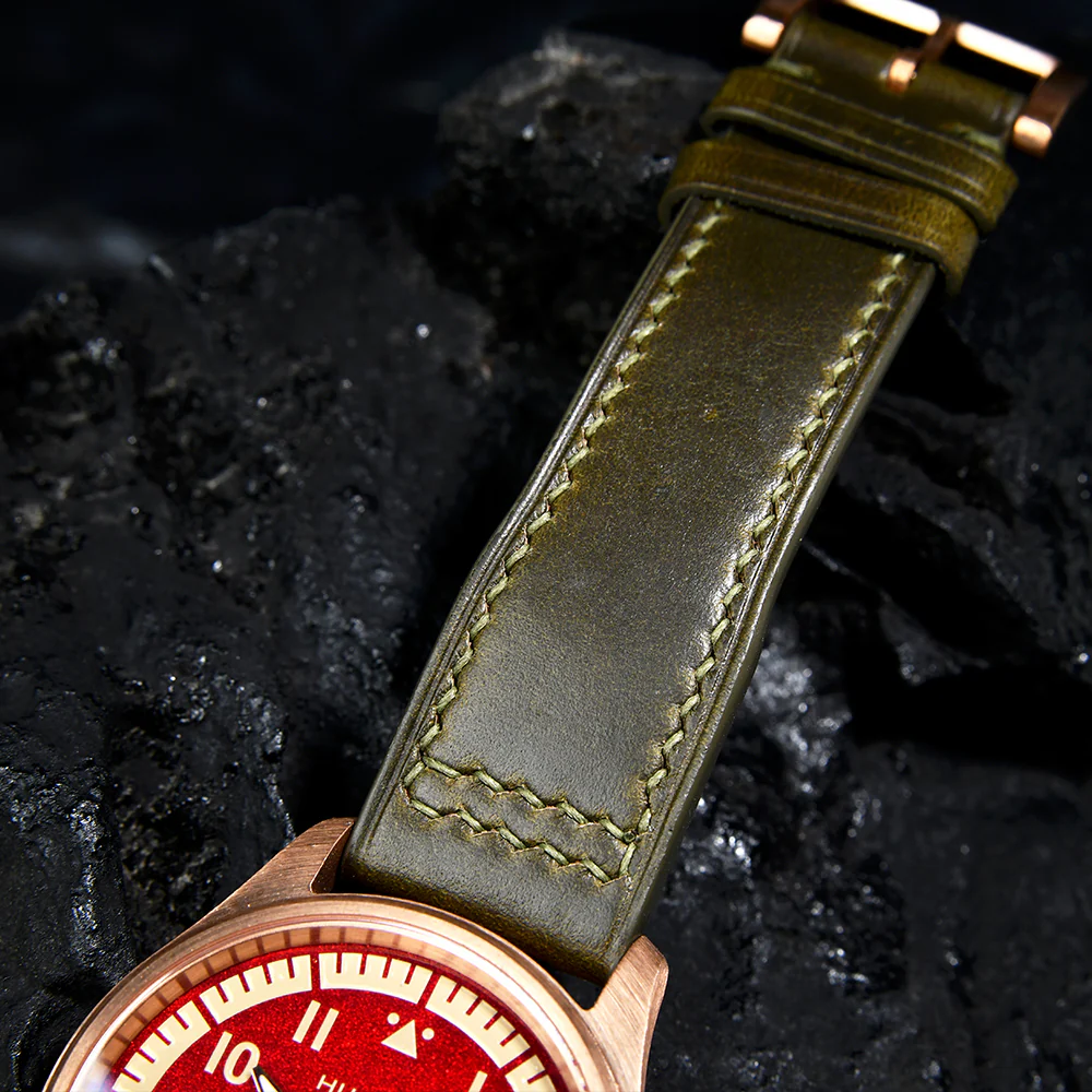 HUASUO 38mm Luxury Bronze Lacquerware Pilot Men's Watch - Image 11