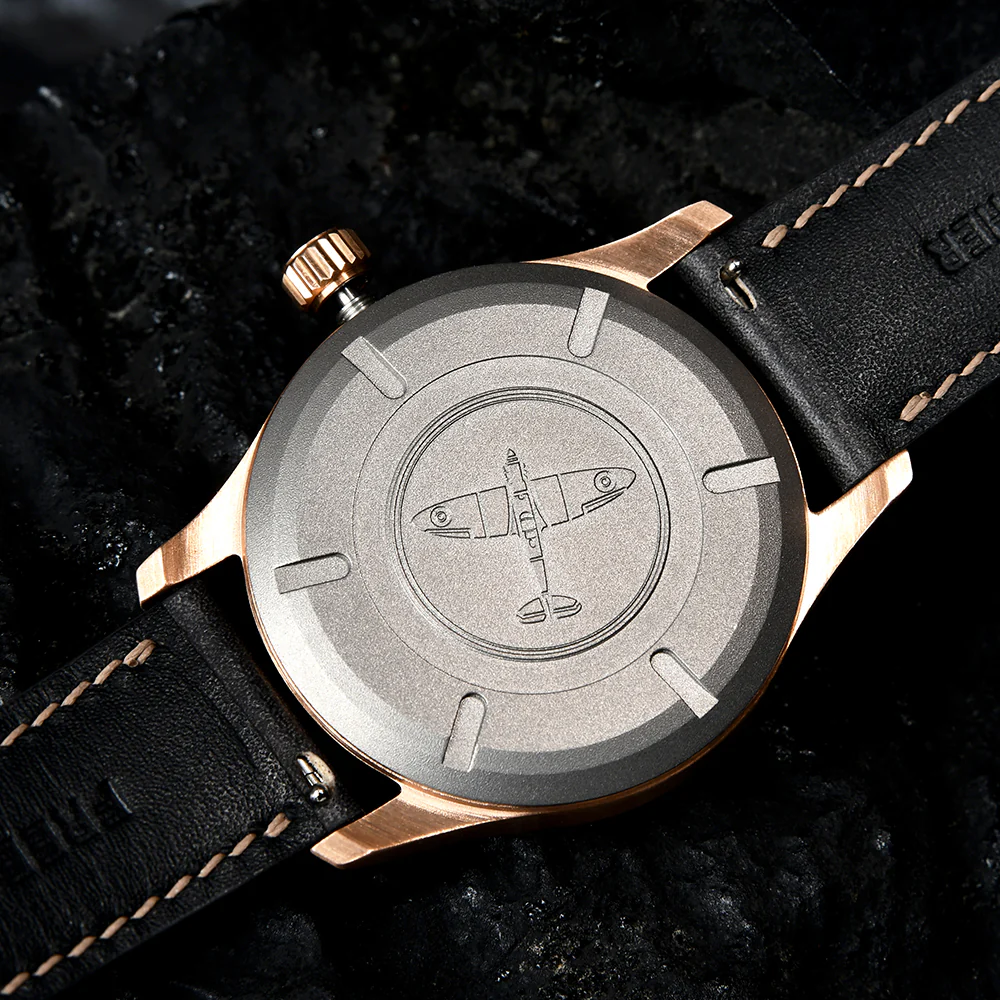 HUASUO 38mm Luxury Bronze Lacquerware Pilot Men's Watch - Image 17