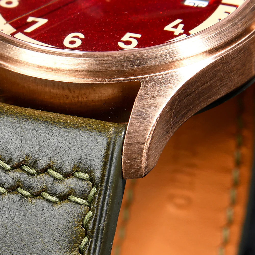 HUASUO 38mm Luxury Bronze Lacquerware Pilot Men's Watch - Image 18
