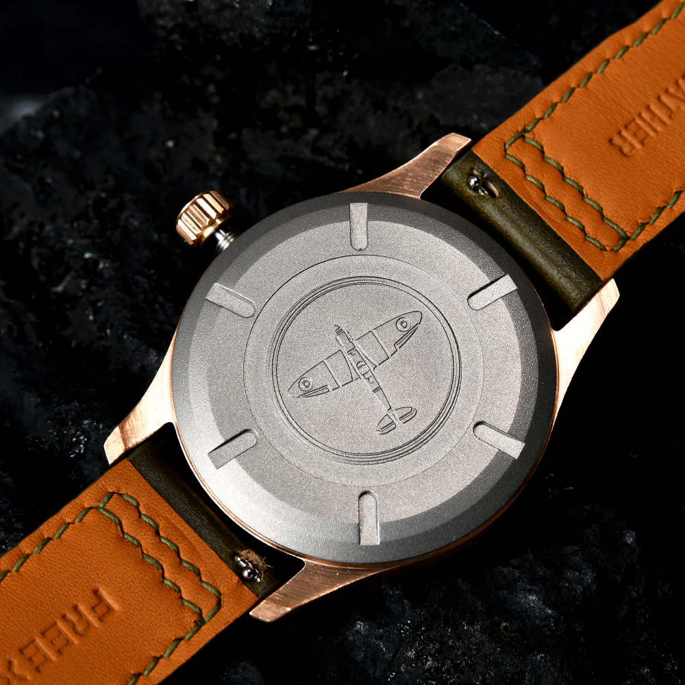 HUASUO 38mm Luxury Bronze Lacquerware Pilot Men's Watch - Image 19