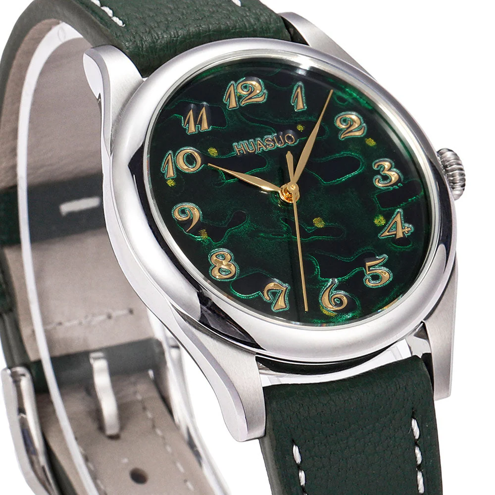 HuaSuo 38mm Luxury Handmade Lacquer Dial Men's Watch - Image 5