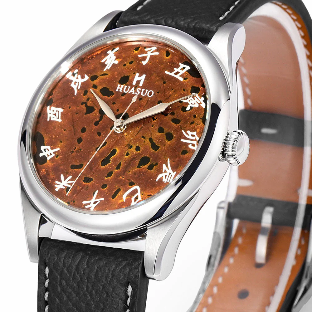 HuaSuo 38mm Luxury Handmade Lacquer Dial Men's Watch - Image 9