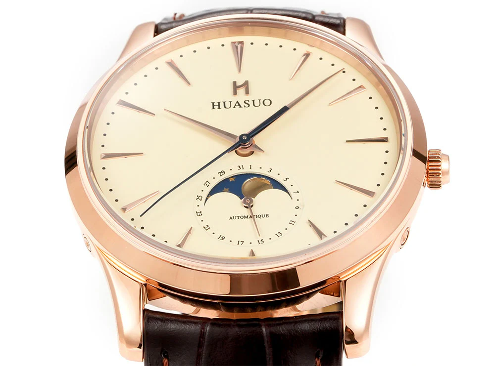 HUASUO 39mm Luxury Aventurine Moon Phase Men's Watches - Image 12