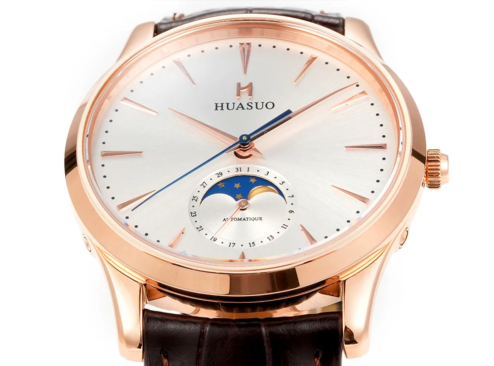 HUASUO 39mm Luxury Aventurine Moon Phase Men's Watches - Image 15