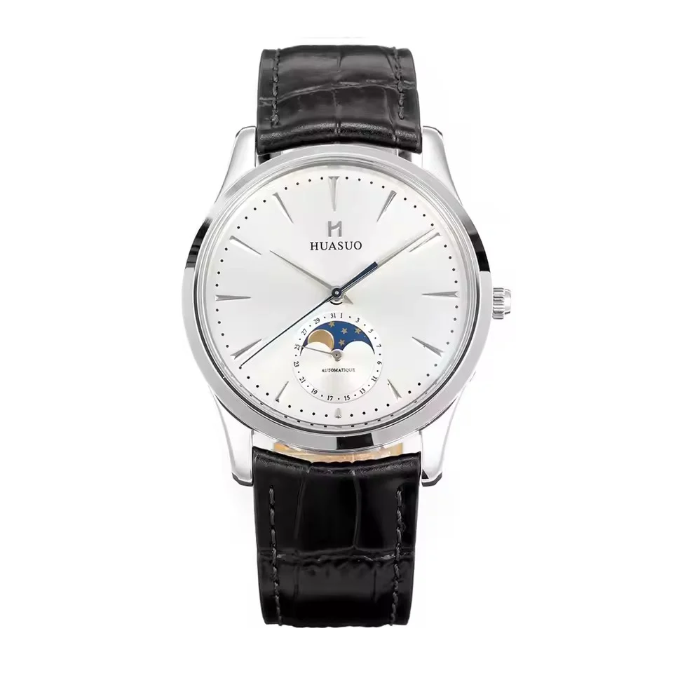 HUASUO 39mm Luxury Aventurine Moon Phase Men's Watches - Image 17
