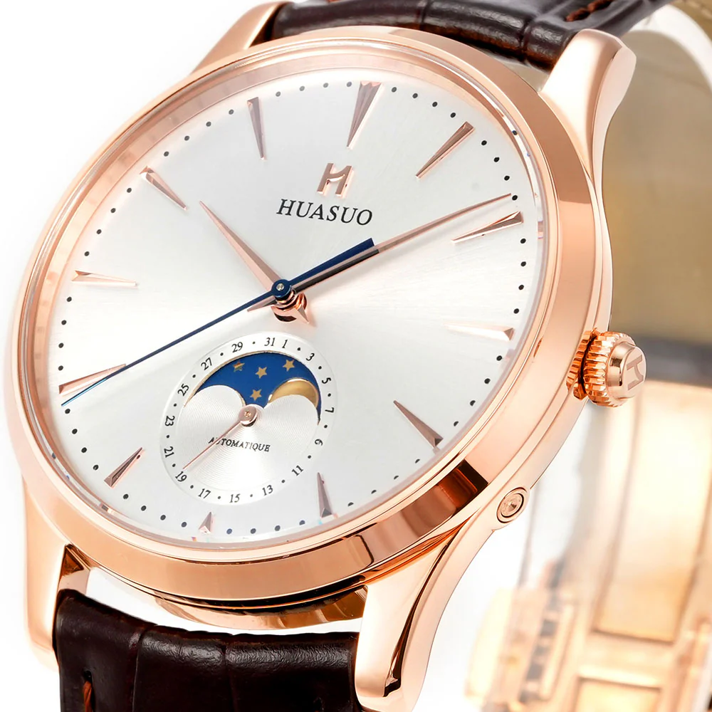 HUASUO 39mm Luxury Aventurine Moon Phase Men's Watches - Image 22