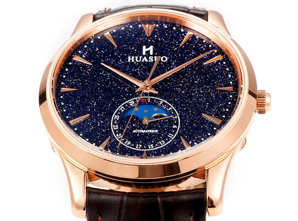 HUASUO 39mm Luxury Aventurine Moon Phase Men's Watches - Image 23