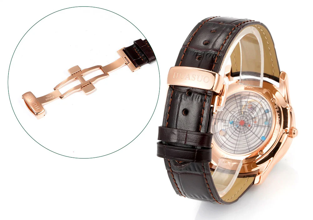 HUASUO 39mm Luxury Aventurine Moon Phase Men's Watches - Image 25