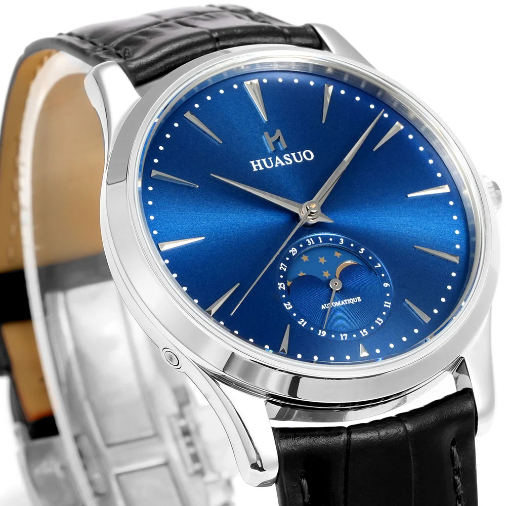 HUASUO 39mm Luxury Aventurine Moon Phase Men's Watches - Image 27