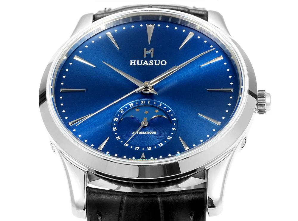 HUASUO 39mm Luxury Aventurine Moon Phase Men's Watches - Image 28