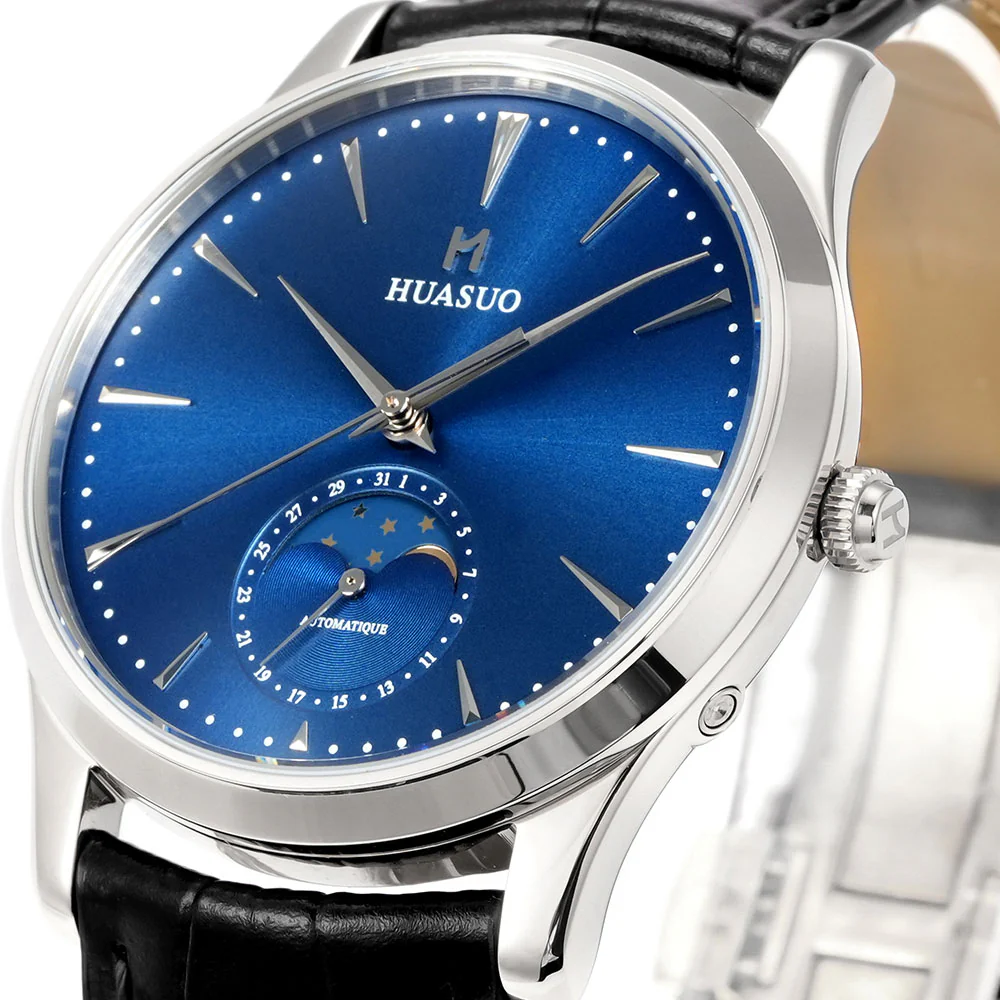 HUASUO 39mm Luxury Aventurine Moon Phase Men's Watches - Image 30