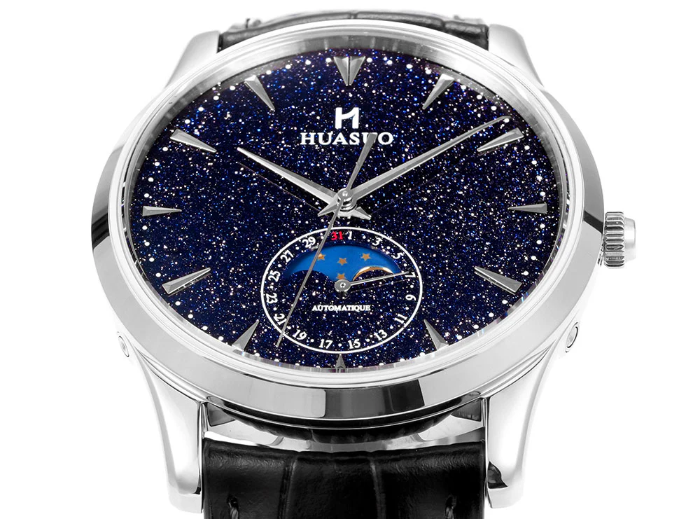 HUASUO 39mm Luxury Aventurine Moon Phase Men's Watches - Image 31
