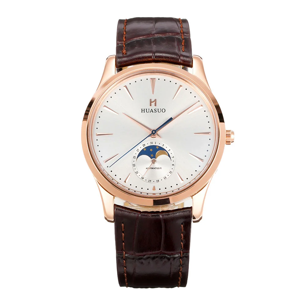 HUASUO 39mm Luxury Aventurine Moon Phase Men's Watches - Image 5