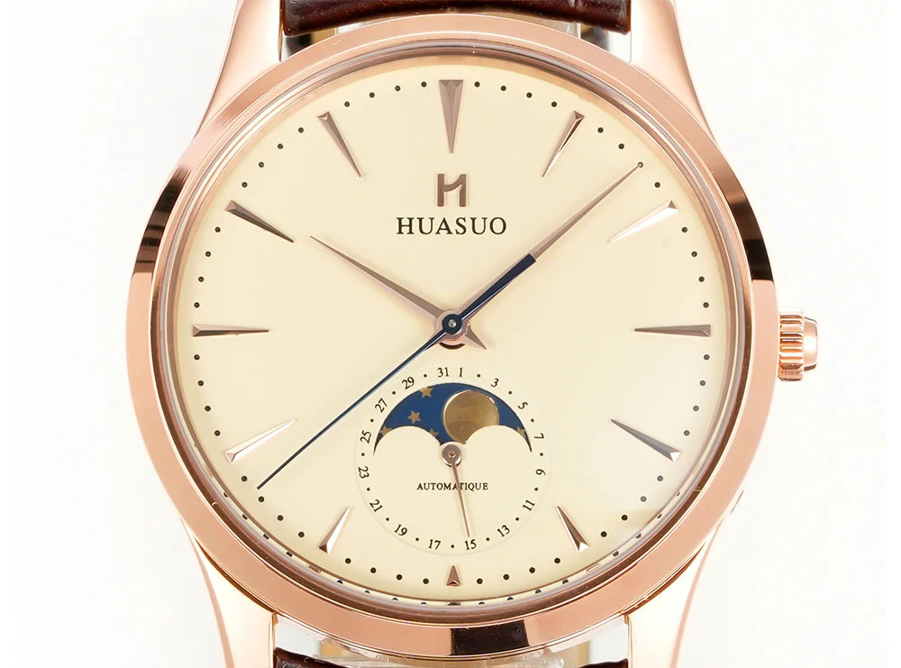 HUASUO 39mm Luxury Aventurine Moon Phase Men's Watches - Image 6