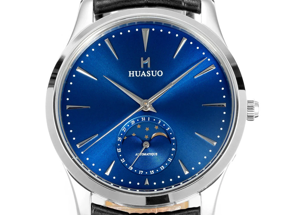 HUASUO 39mm Luxury Aventurine Moon Phase Men's Watches - Image 9