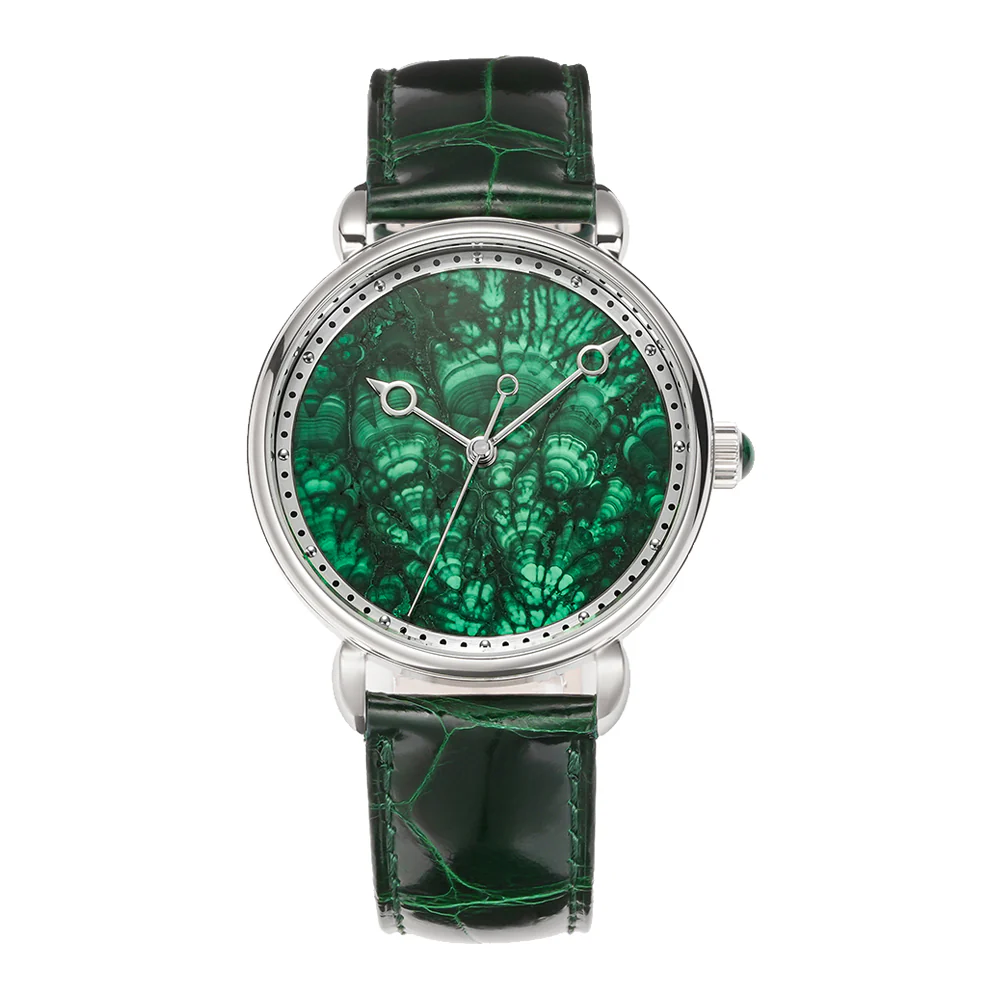 HUASUO 41mm ETA2892 Retro Jade Or Malachit Dial Mens Watches - Image 10