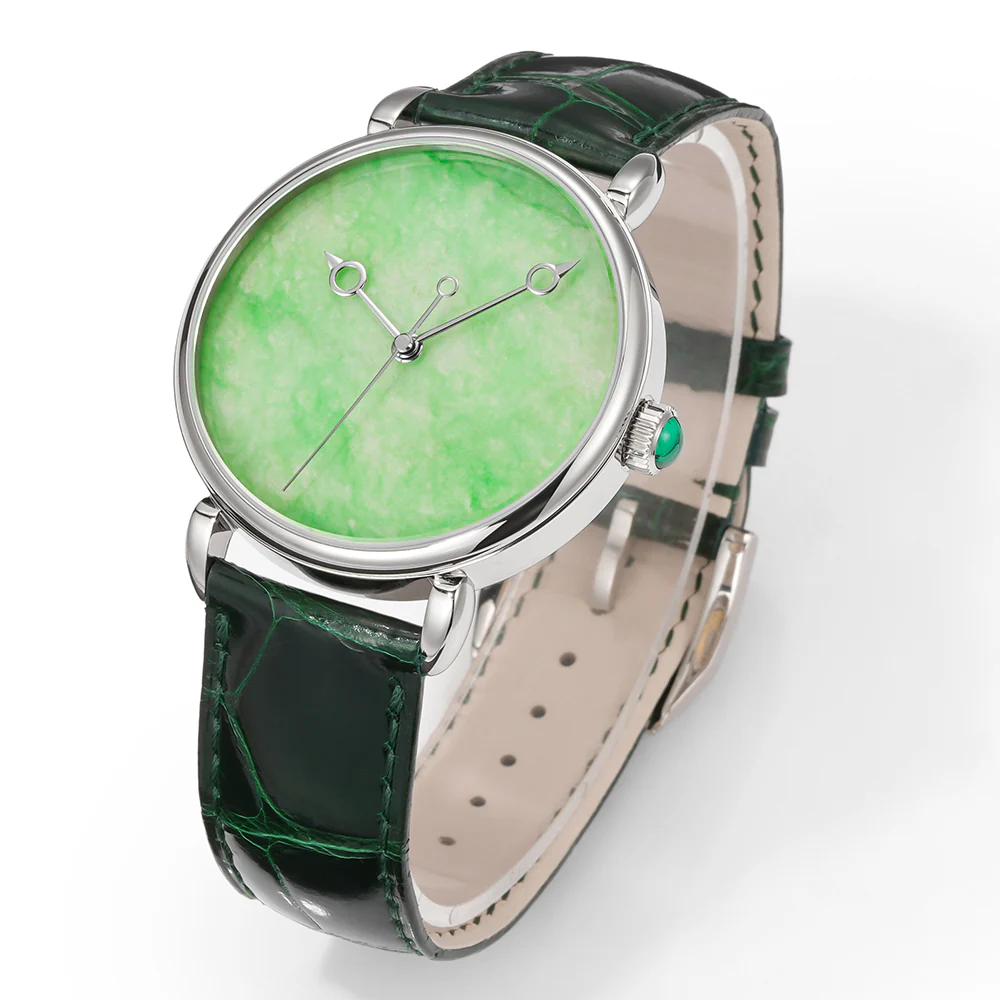 HUASUO 41mm ETA2892 Retro Jade Or Malachit Dial Mens Watches - Image 3