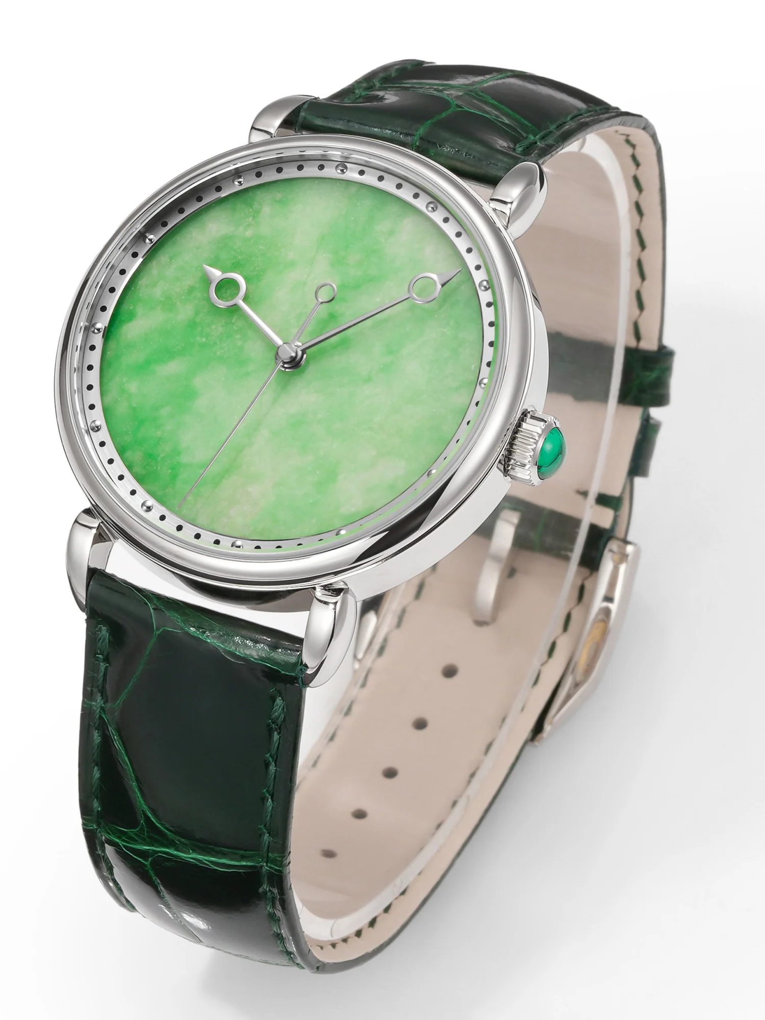 HUASUO 41mm ETA2892 Retro Jade Or Malachit Dial Mens Watches - Image 5