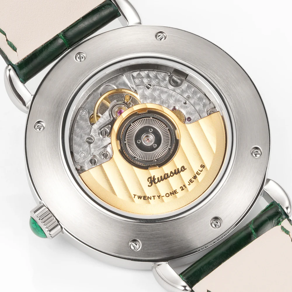 HUASUO 41mm ETA2892 Retro Jade Or Malachit Dial Mens Watches - Image 7