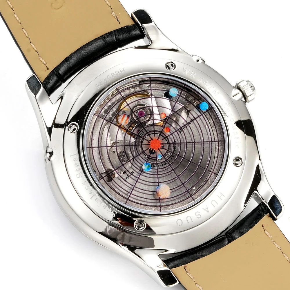 HUASUO Luxury 39mm Meteorite Dial Moon Phase Men's Watches - Image 12