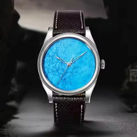HUASUO New 38mm Business Men Watch Tiger Eye Stone Dial Watch - Image 18