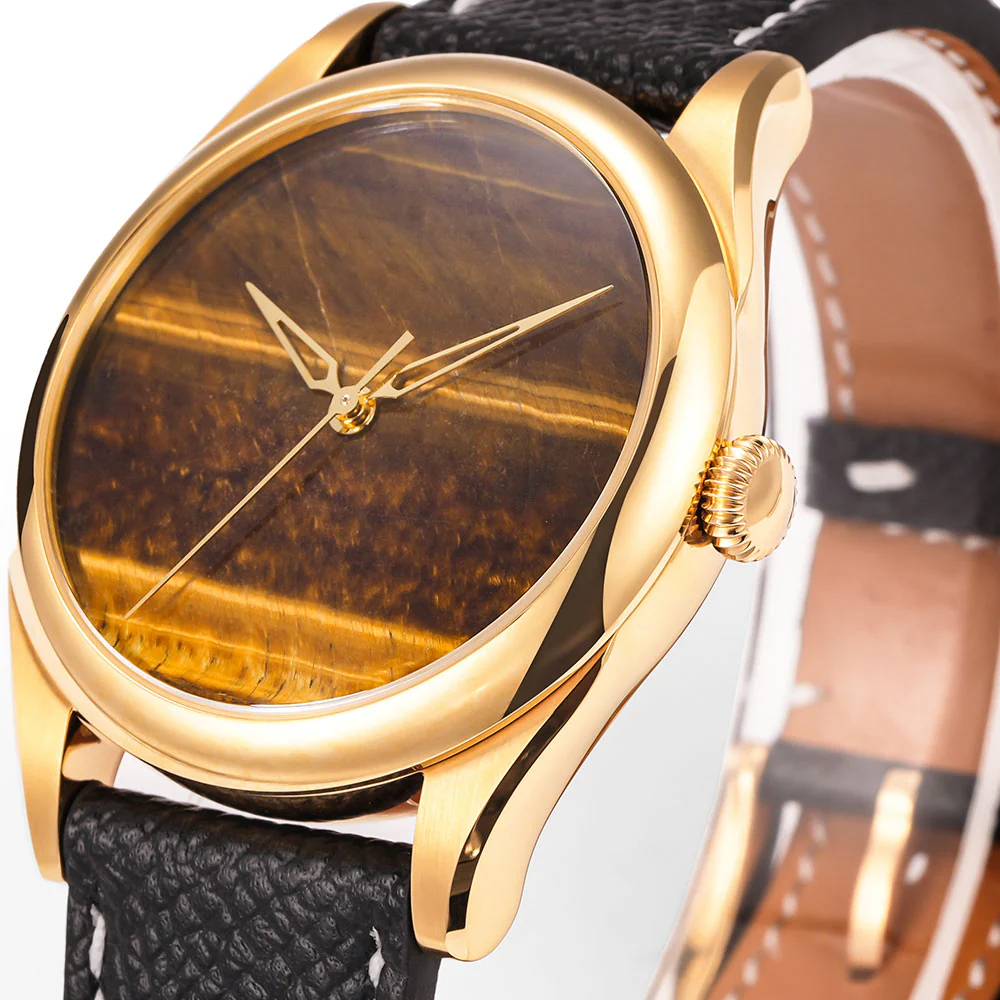 HUASUO New 38mm Business Men Watch Tiger Eye Stone Dial Watch - Image 19