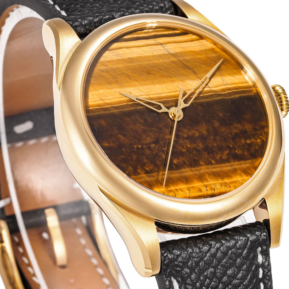 HUASUO New 38mm Business Men Watch Tiger Eye Stone Dial Watch - Image 5