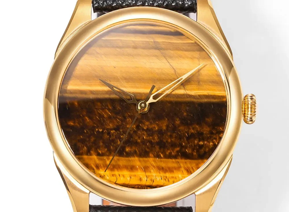 HUASUO New 38mm Business Men Watch Tiger Eye Stone Dial Watch - Image 9