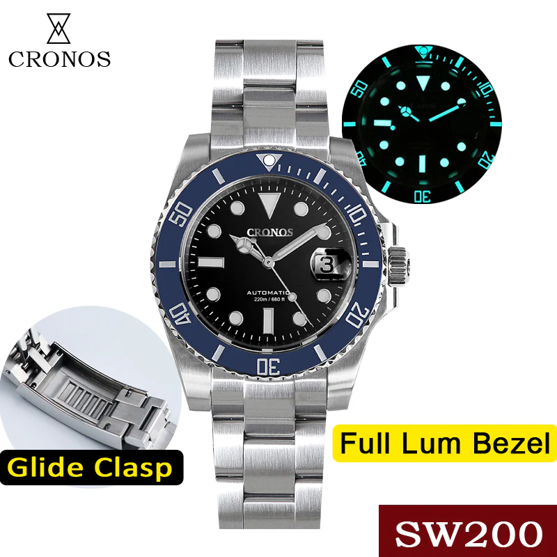 ★Pre-Owned★Cronos Sub Diver Luxury Dive Watch SW200 Movement L6005 - Image 12