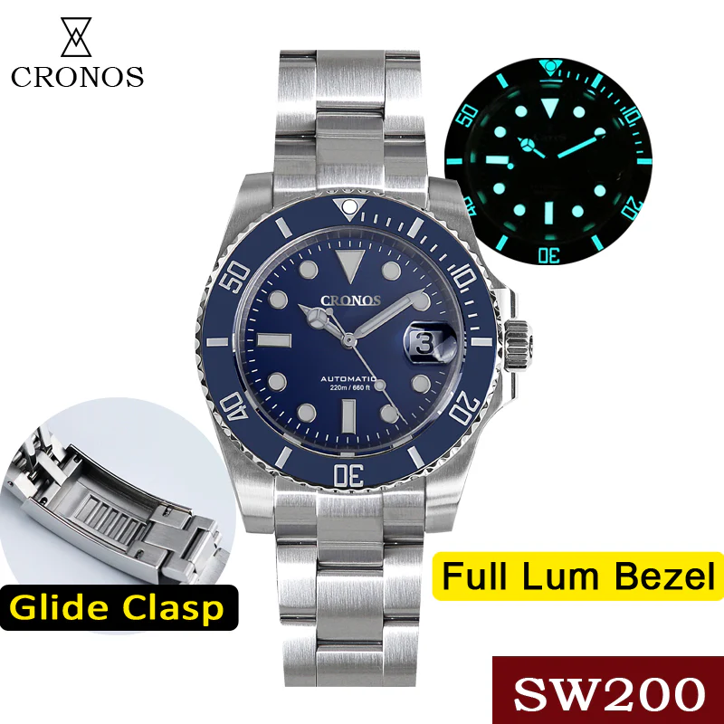 ★Pre-Owned★Cronos Sub Diver Luxury Dive Watch SW200 Movement L6005 - Image 17
